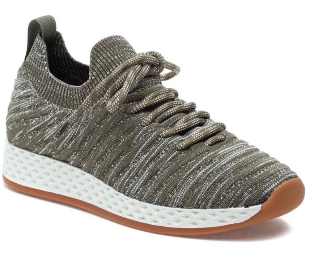 J. Slides Khaki 2-Tone Textured Stretch Knit Slip On Sneakers, Size 7.5, NWT